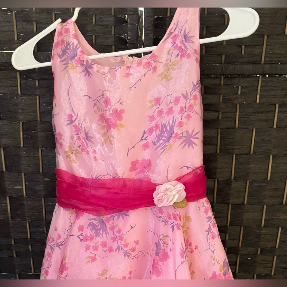 Okie Dokie Girls Pink Floral Dress Size 10 Spring Easter Ruffle Dress - Picture 4 of 6